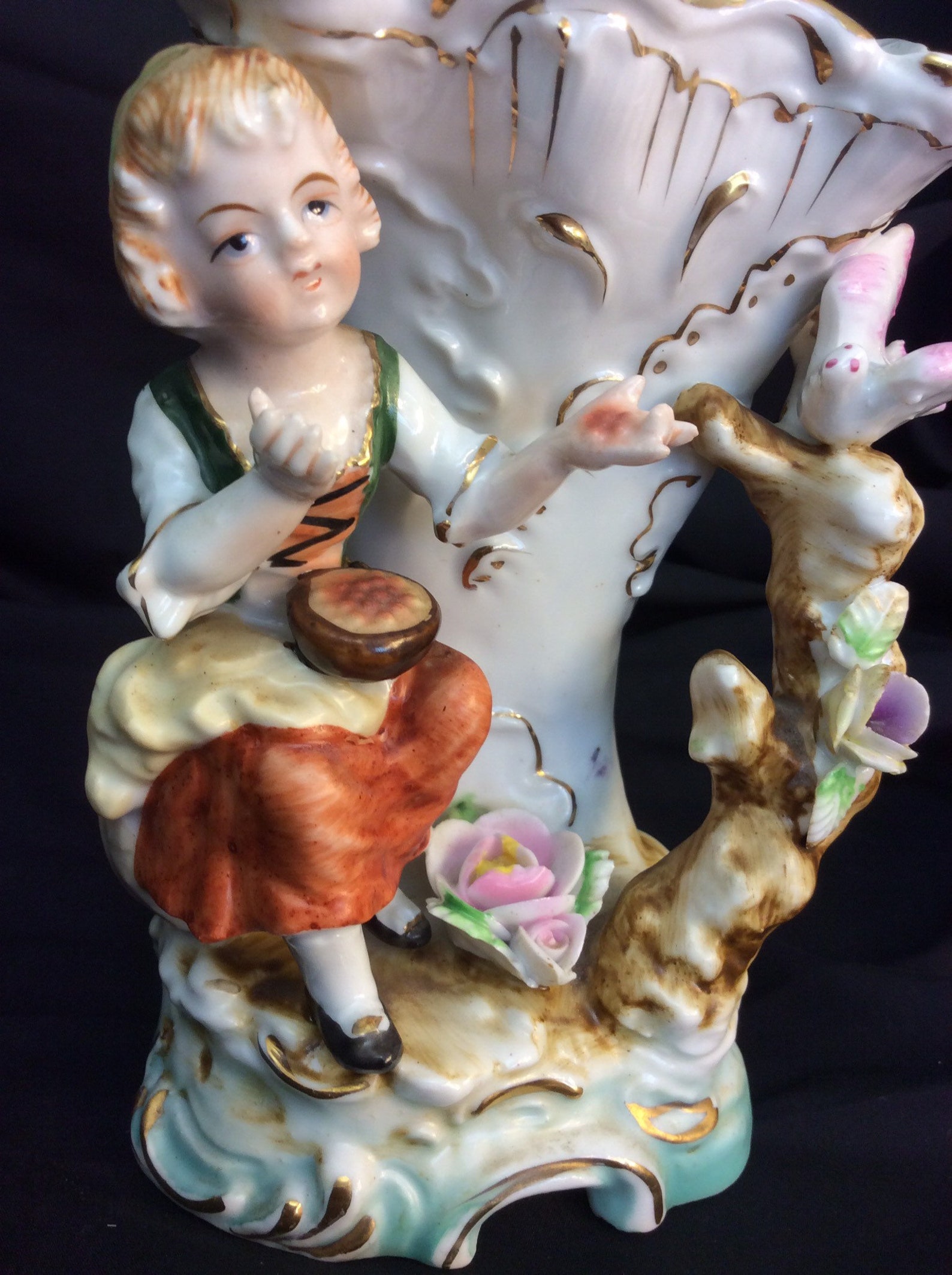 Lady Figurine Planter With Applied Flowers and Dove Etsy