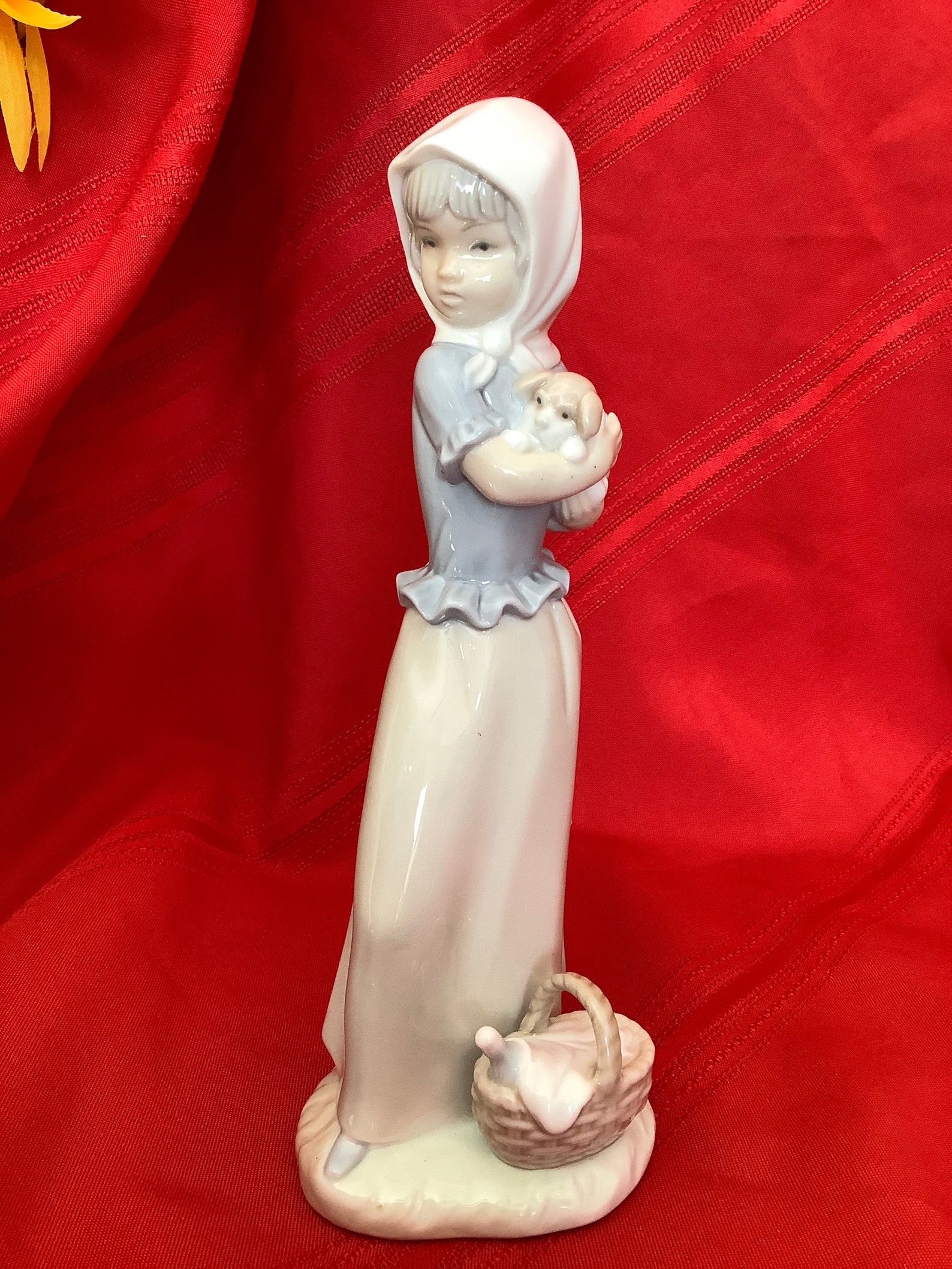 Lladro NAO Figurine 241 Girl Holding Puppy With Basket Etsy