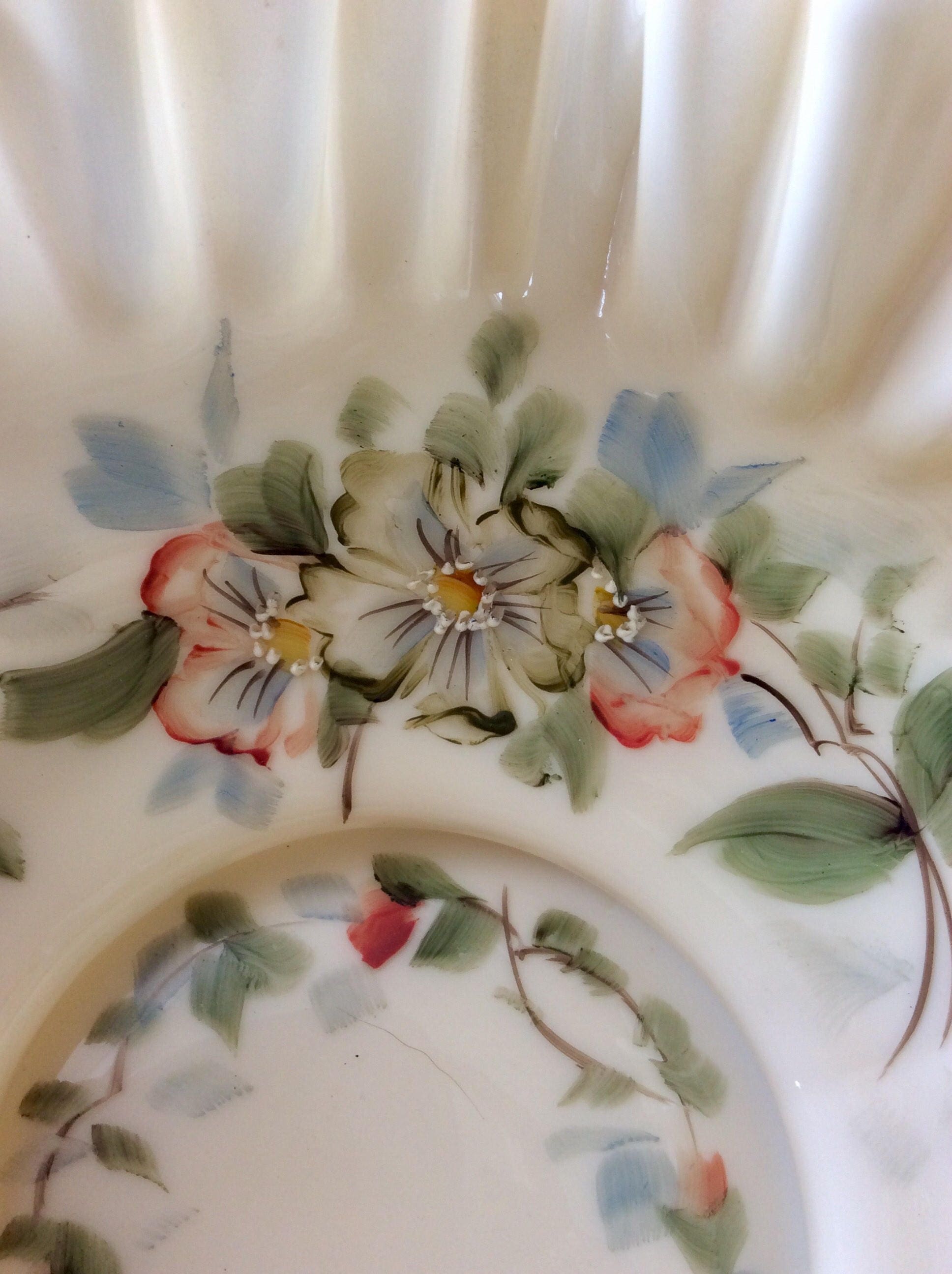 Ruffle Fluted Rim Cased Glass Bowl Etsy