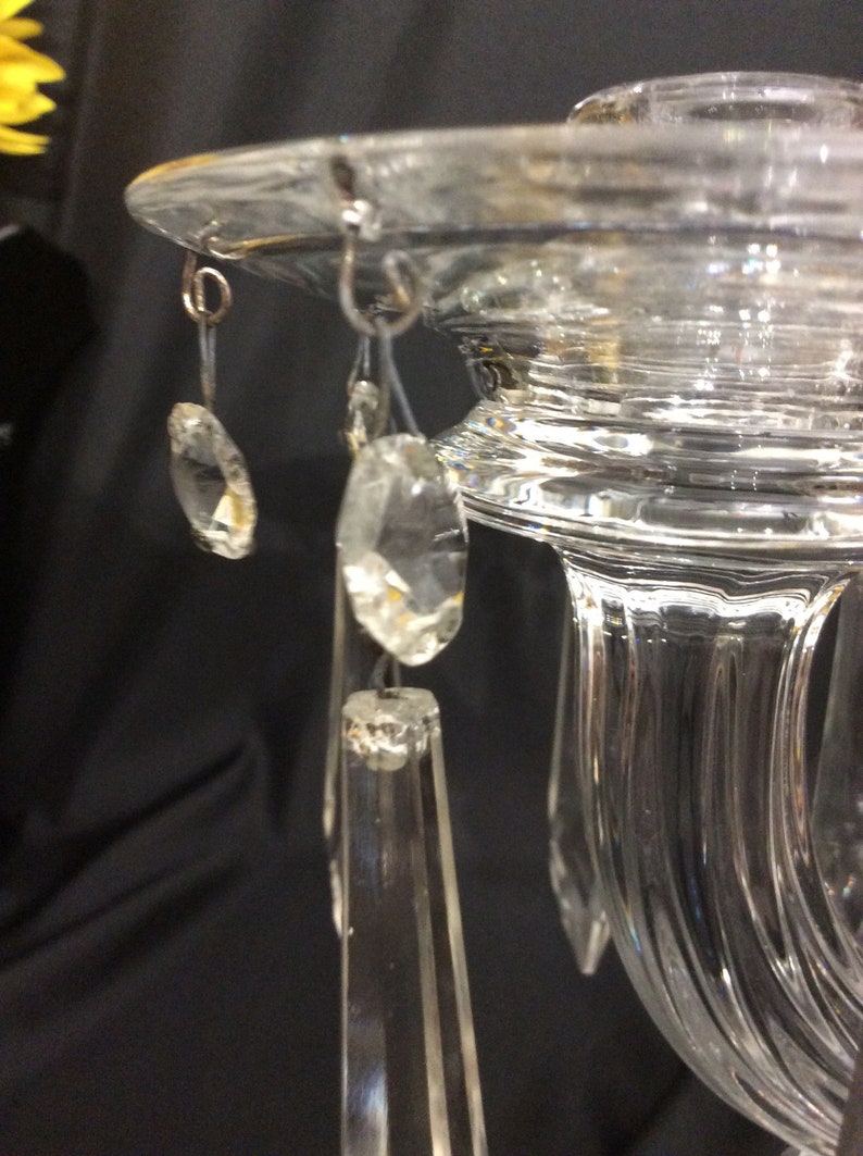 Crystal Two Arm Candelabras With Prisms and Bobeches Fostoria Etsy
