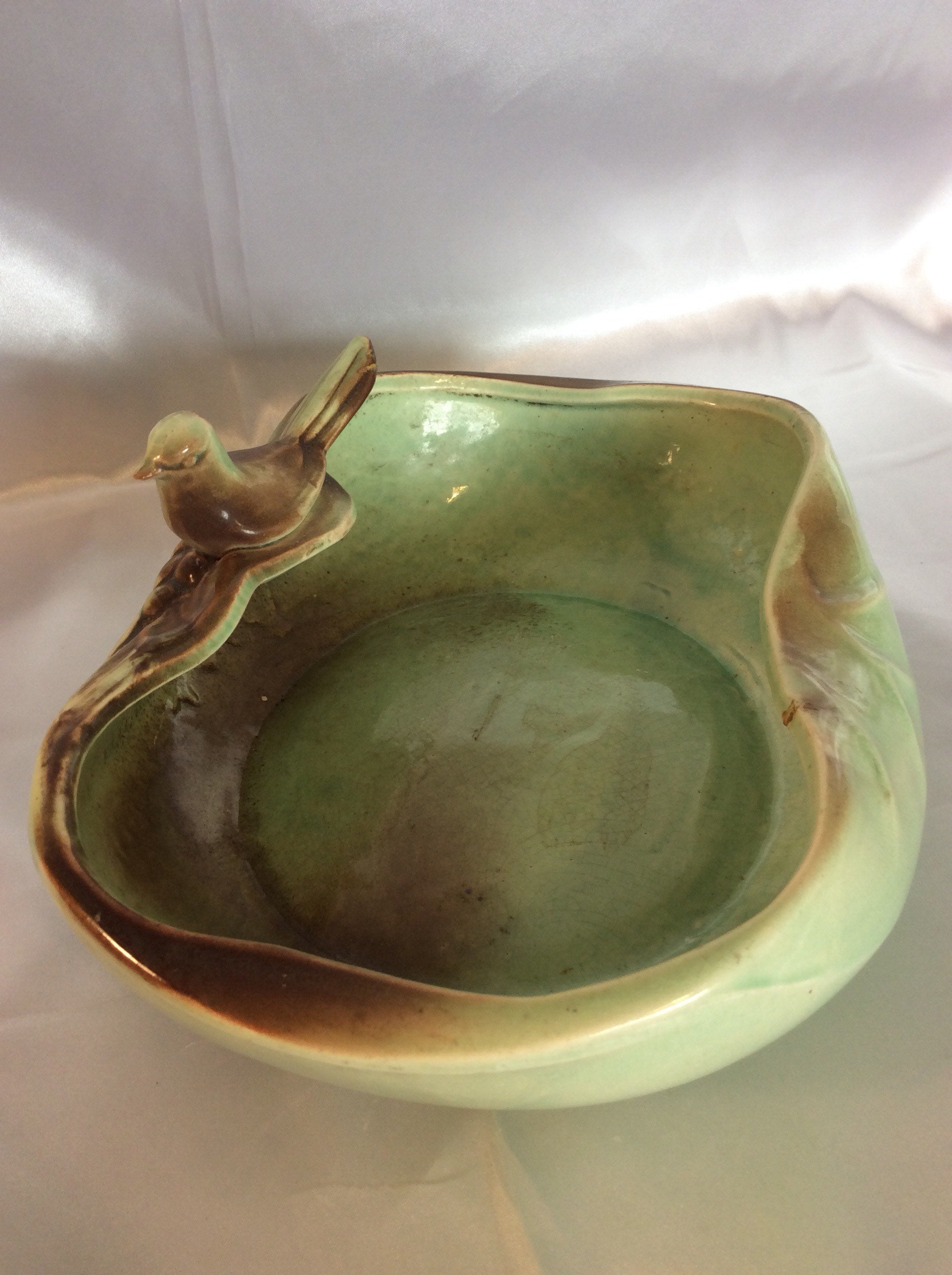 McCoy vintage green Novelty bowl Bird in tree ca. 1950 Etsy