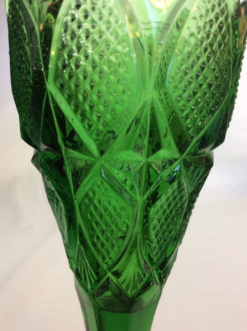 EAPG Emerald Green Flute Vase With Gold Scalloped Rim Ca. Etsy