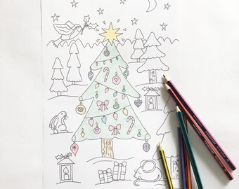 Download Xmas Colouring Page Etsy