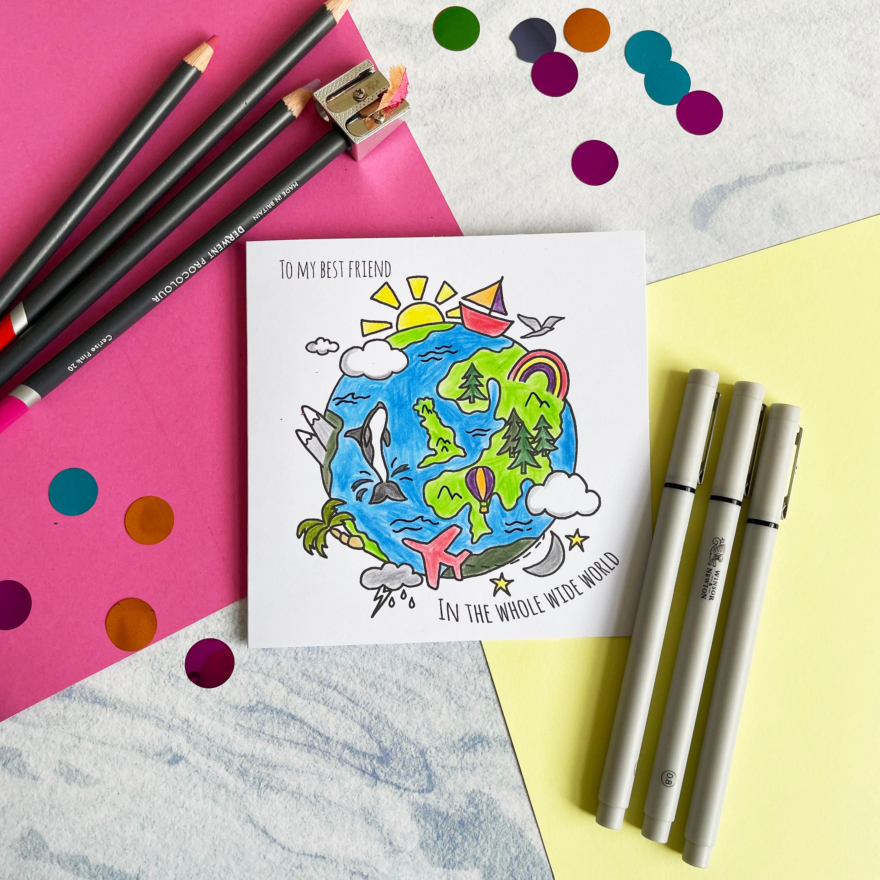 Best Friend Card Colouring in Cards Kids Best Friend Cards - Etsy