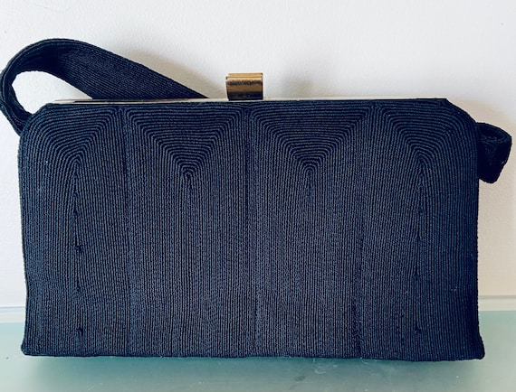 1940s Black Corde Handbag