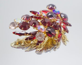 1960s Red Rhinestone Brooch
