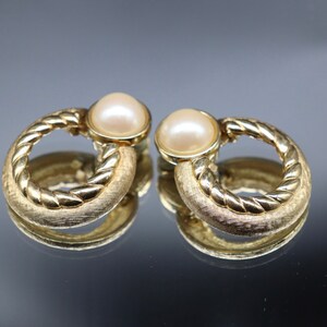 Faux Pearl & Gold Earrings