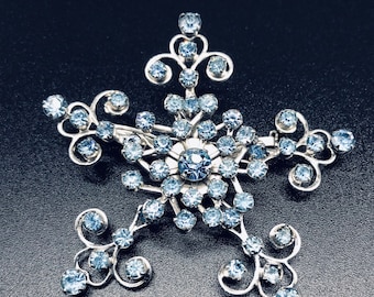 50er Jahre Blaue Strass Brosche