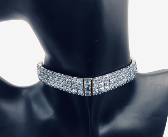 Blue Rhinestone Choker