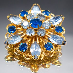 Vintage Blue Rhinestone Brooch