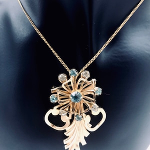 Vintage Turquoise Pendant Brooch