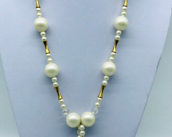 1960's Faux Pearl Tassel Necklace