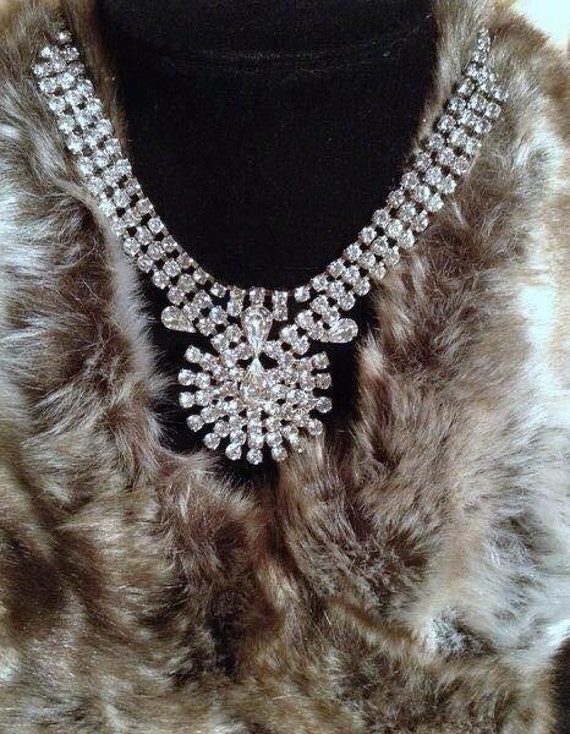 1950's Statement Rhinestone Necklace - image 2