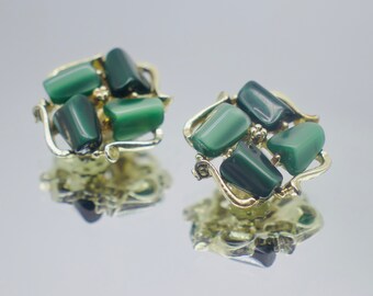 Pendientes de clip verdes vintage