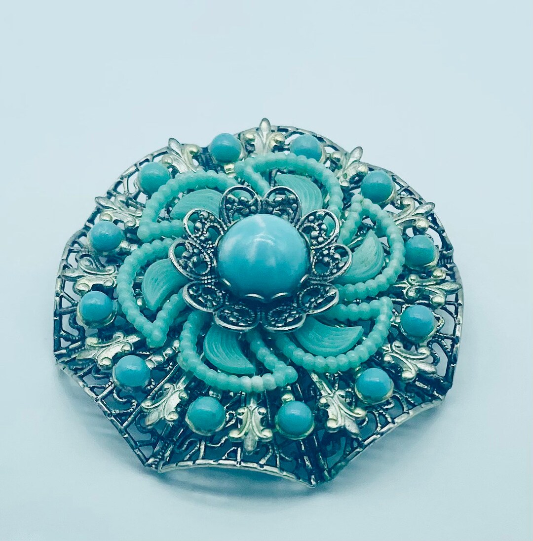 Vintage Turquoise Brooch Etsy