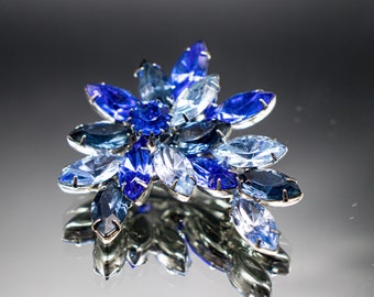 Vintage Blue Rhinestone Brooch