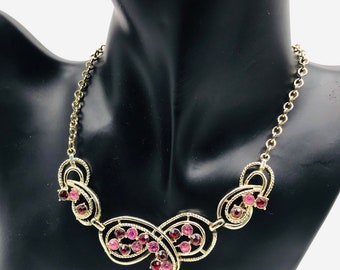 Vintage Pink Rhinestone Necklace