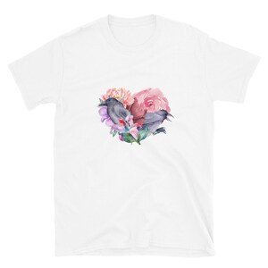 Crow Heart Short-Sleeve Unisex T-Shirt, Crows Floral Shirt, Valentines Crow T-shirt, Valentines T-shirt, Valentines Bird Shirt, Crow Shirt