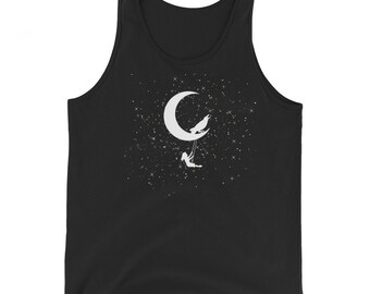 Moon Crow Swing Tank Top, Unisex Sleeveless Graphic Tee