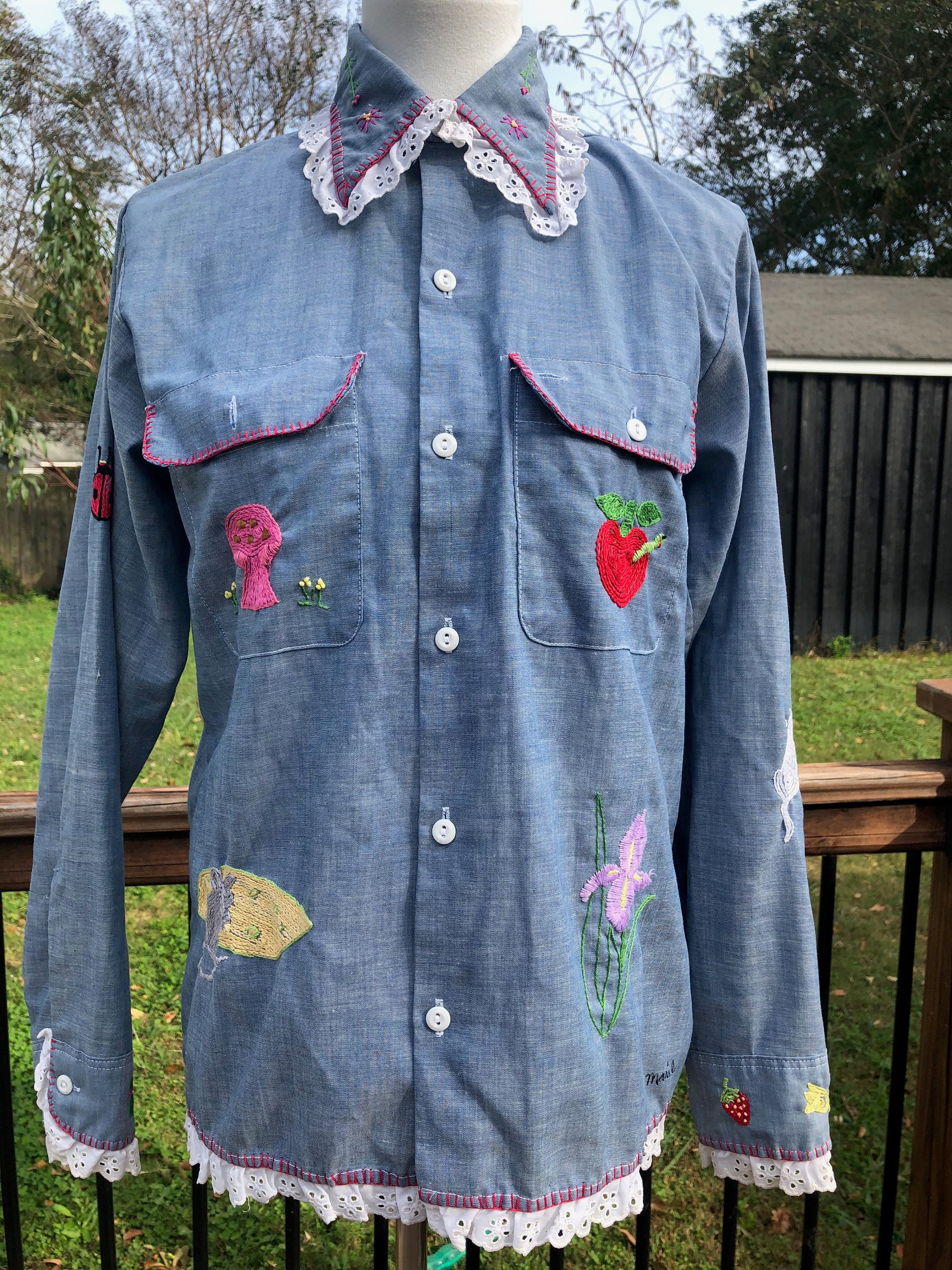 Buy 70's Big Mac JC Penney Embroidered Chambray Button Down