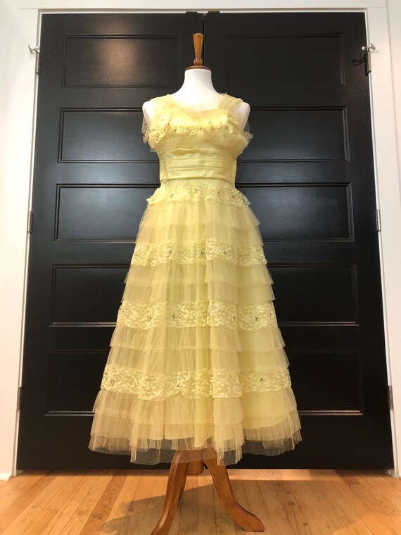 50's Lemon Cupcake Formal Dress Sz S