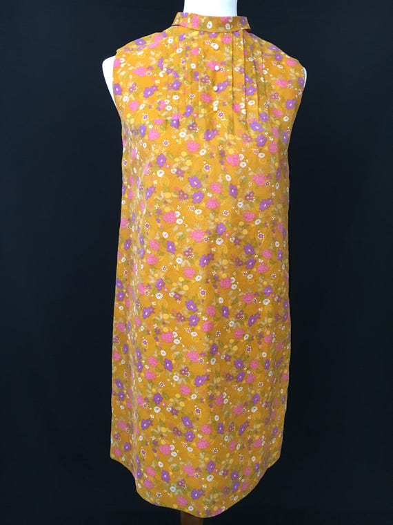 1960's Orange Floral Shift Dress - image 5