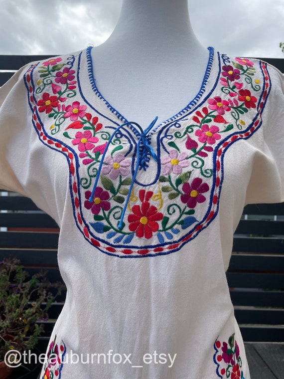 Vintage Embroidered Folk Dress Sz M - image 2
