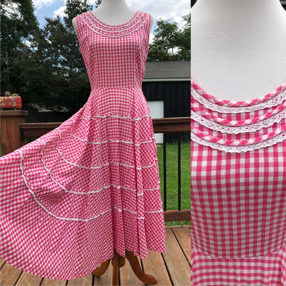 50's Betty Hartford Bubble Gum Pink Gingham Dress Sz S/M - Etsy