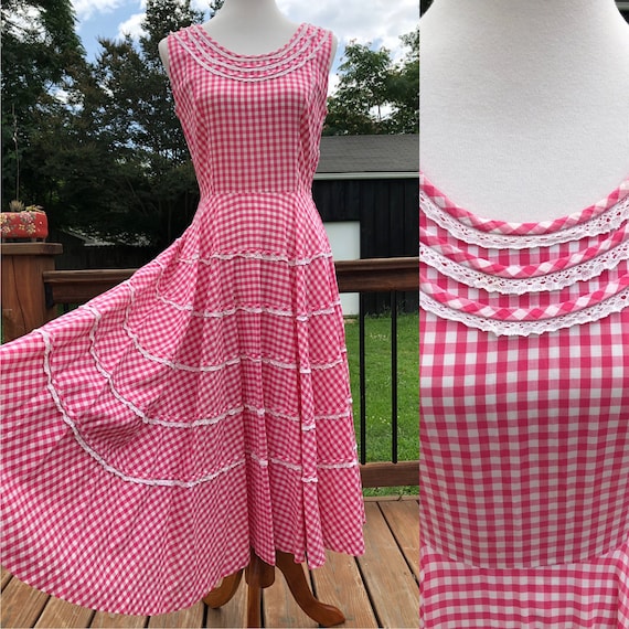 50's Betty Hartford Bubble Gum Pink Gingham Dress