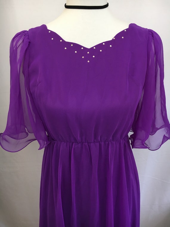 70's Violet Chiffon Mike Benet Midi Dress - image 7