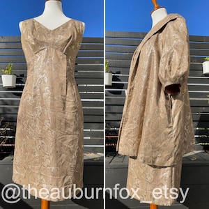 50&#39;s Lilli Diamond Gold Dress & Coat Set Sz M