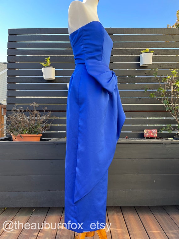 80's Victor Costa Royal Blue Strapless Gown Sz XS - image 5