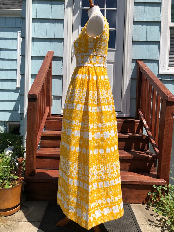 60's Sunshine Yellow Floral Maxi by Alex Colman S… - image 5