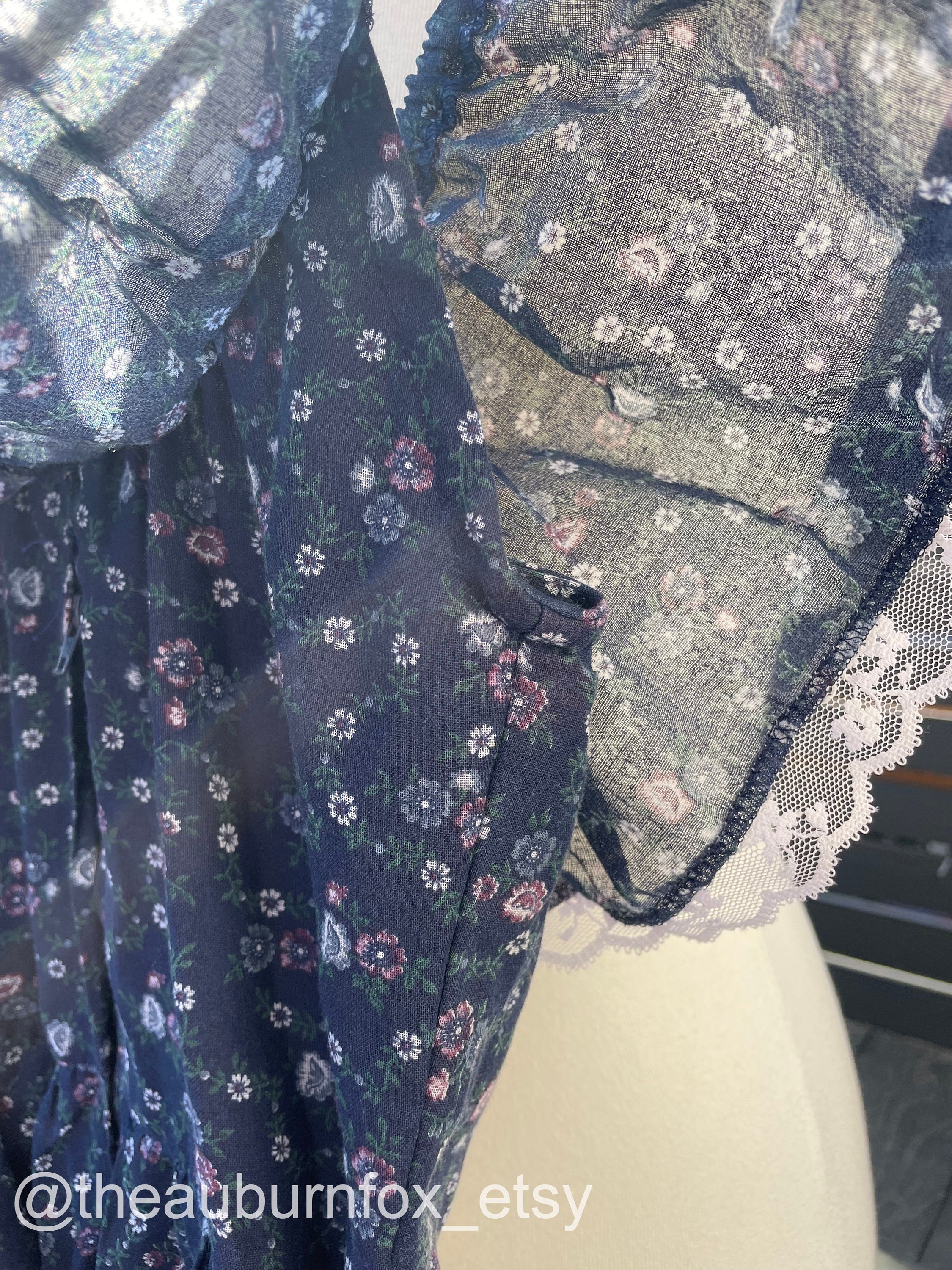 70's Gunne Sax Midnight Blue Floral off Shoulder Maxi Dress Sz XS - Etsy
