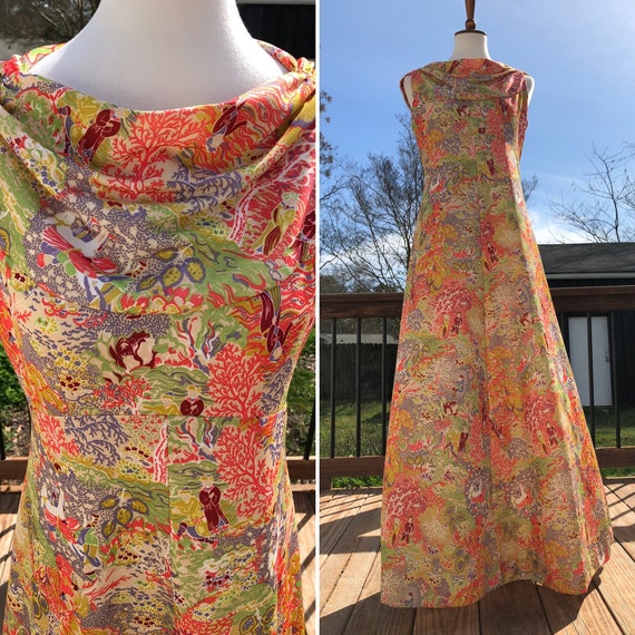 leslie fay floral maxi dress