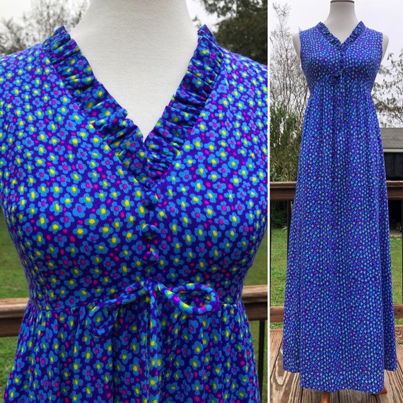 60's Liberty House/Lilia Bright Violet Blue Floral