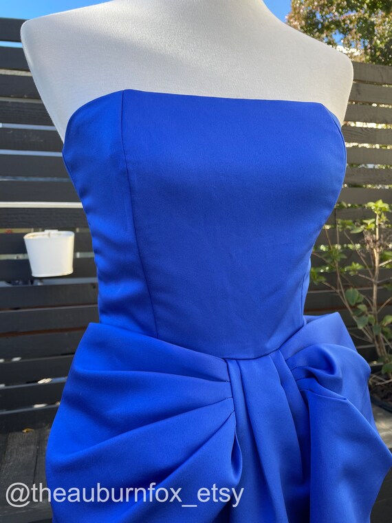 80's Victor Costa Royal Blue Strapless Gown Sz XS - image 3