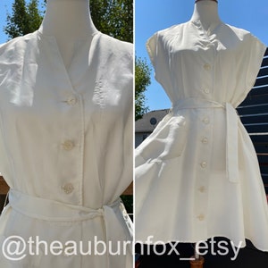 40&#39;s/50&#39;s White Gymsuit Dress Sz M/L