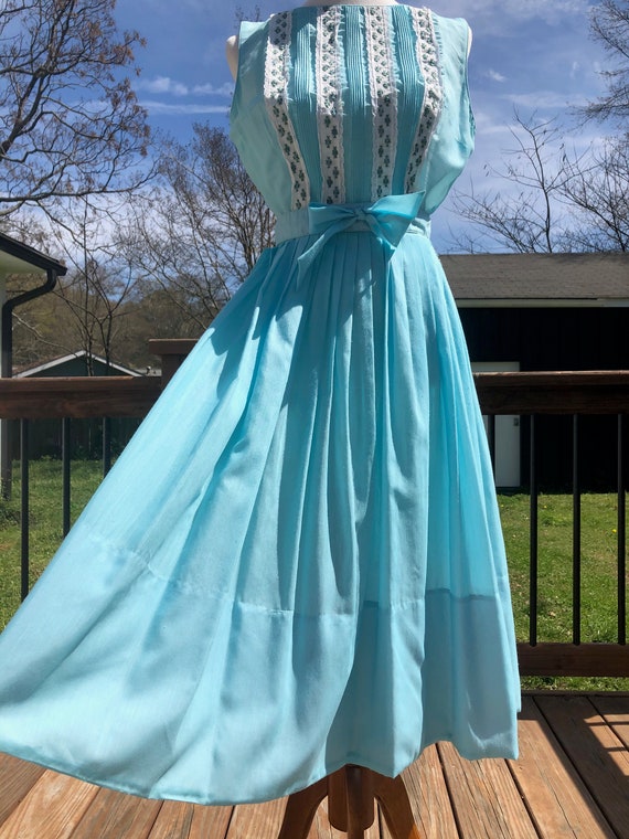 50's Sky Blue L'Aiglon Midi Dress Sz M - image 4