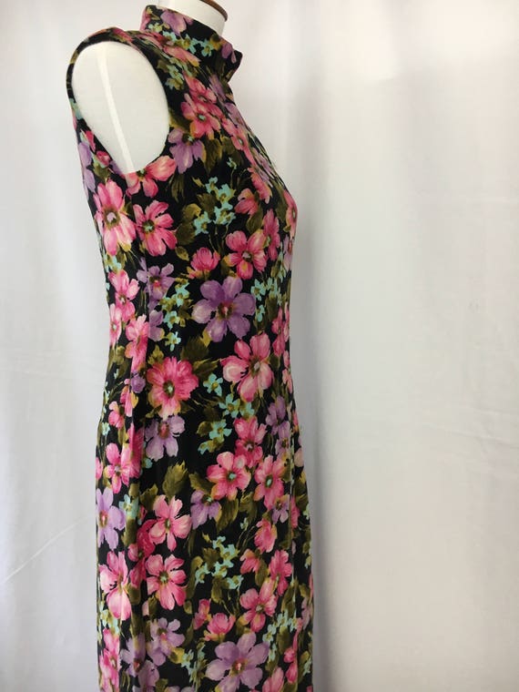 Vintage Velveteen Floral Maxi Dress - image 10