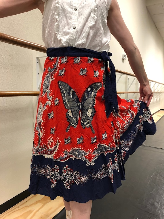 Vintage Inspired Lucky Brand Butterfly Wrap Skirt