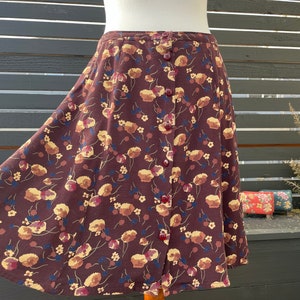 90&#39;s Eddie Bauer Burgundy Floral Button Down Mini Skirt Sz M