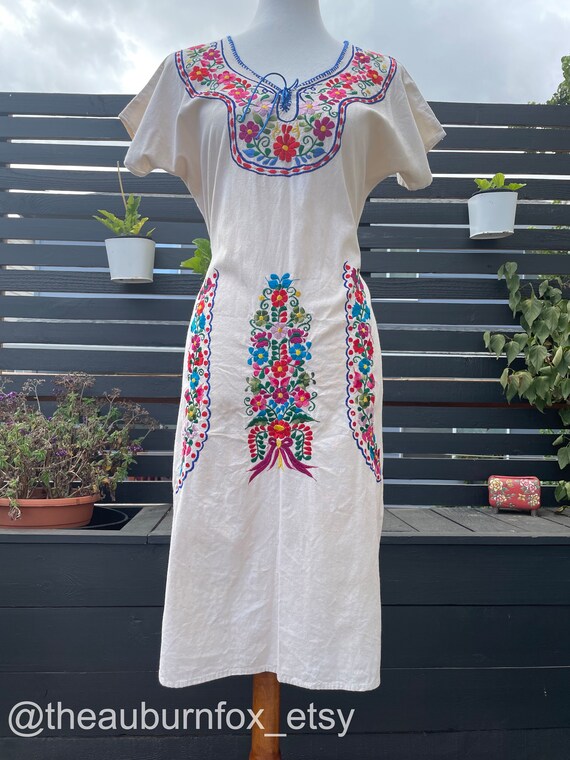 Vintage Embroidered Folk Dress Sz M - image 3