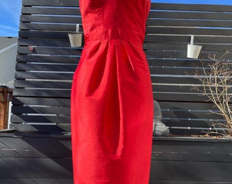 Late 90's/Y2K Adrianna Papell Red Rosette Dress Sz M
