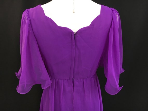 70's Violet Chiffon Mike Benet Midi Dress - image 4