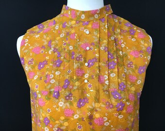 1960's Orange Floral Shift Dress