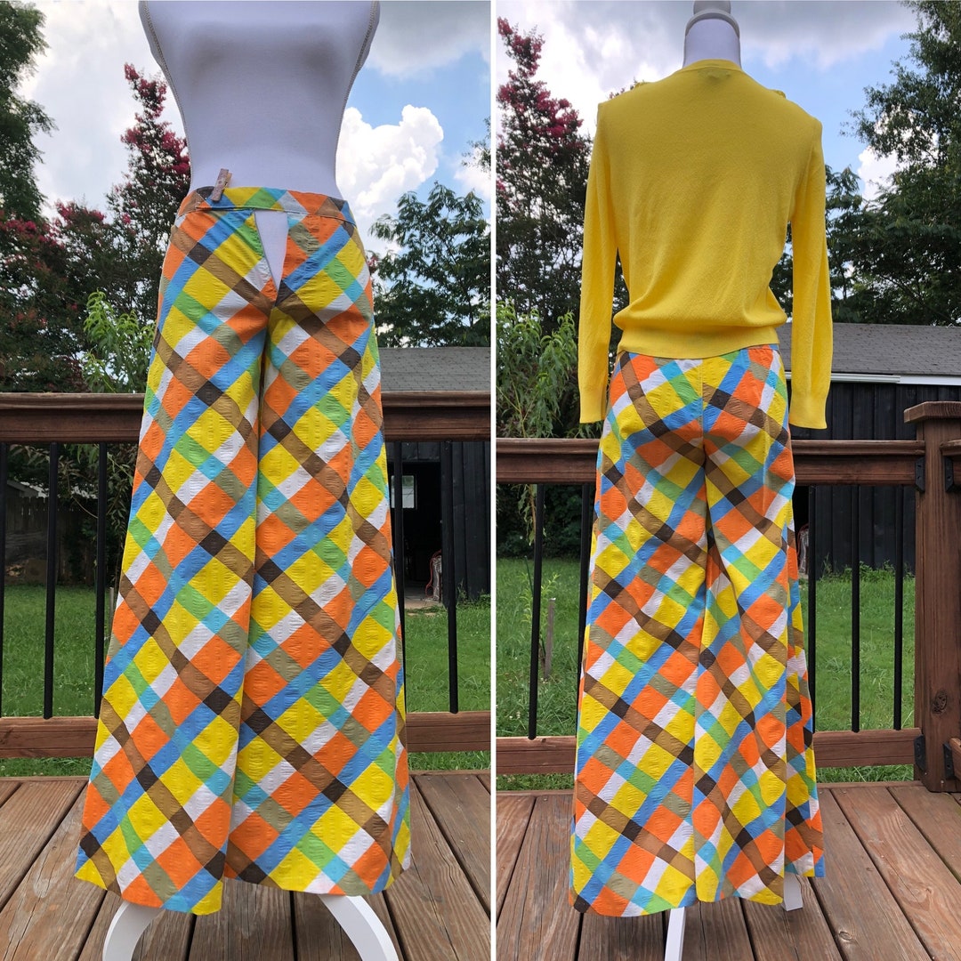 1970's Green and Red Plaid Bell Bottoms Size 30x35