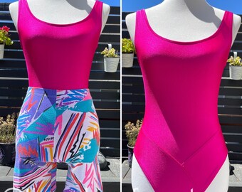 80's Flexatard Body Design by Gilda Magenta Pink Bodysuit Sz XS