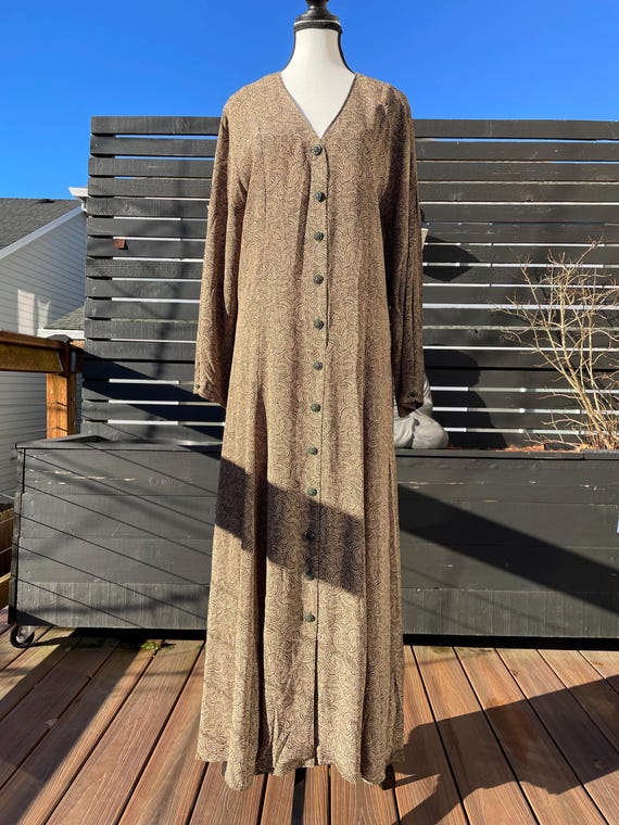 90's Express Brown Fern Print Button Down Dress Sz L/XL - Etsy Canada