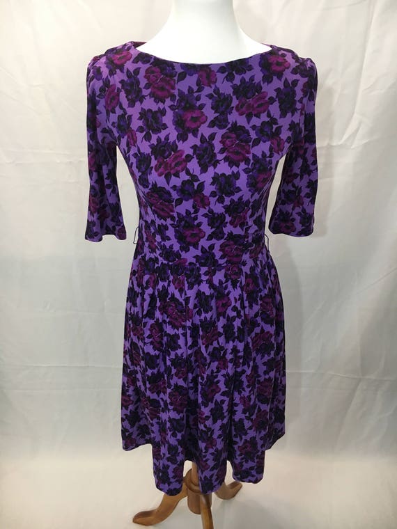 50's/60's Rich Violet Floral Dress - image 2